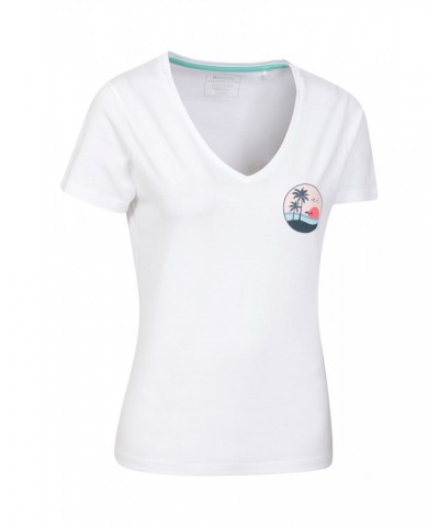 Palm Tree Womens Organic T-Shirt White $13.49 Tops