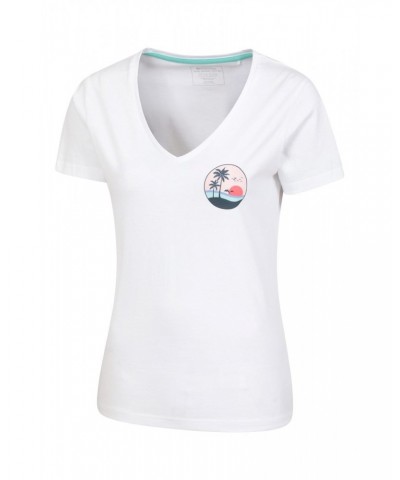 Palm Tree Womens Organic T-Shirt White $13.49 Tops