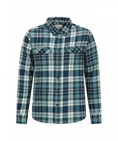 Trace Mens Flannel Long Sleeve Shirt Corn Blue $16.82 Tops