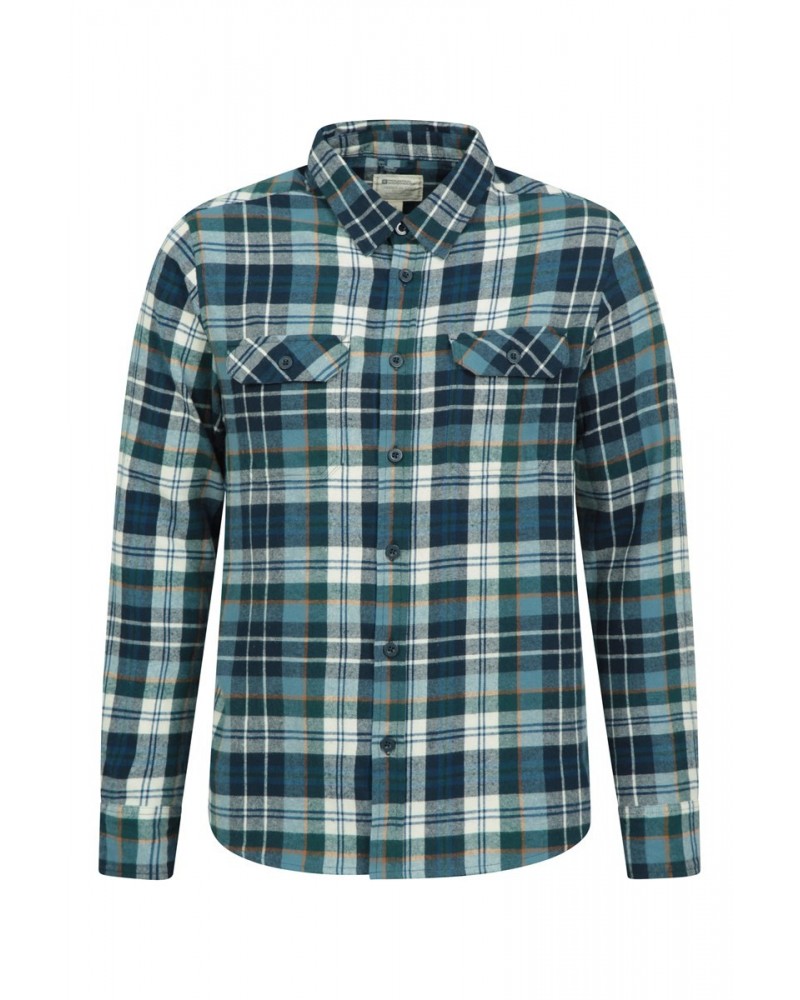 Trace Mens Flannel Long Sleeve Shirt Corn Blue $16.82 Tops