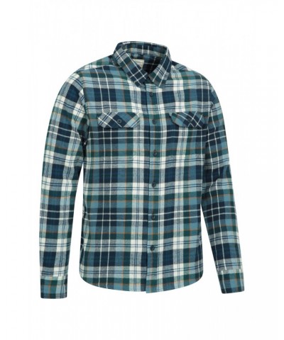 Trace Mens Flannel Long Sleeve Shirt Corn Blue $16.82 Tops