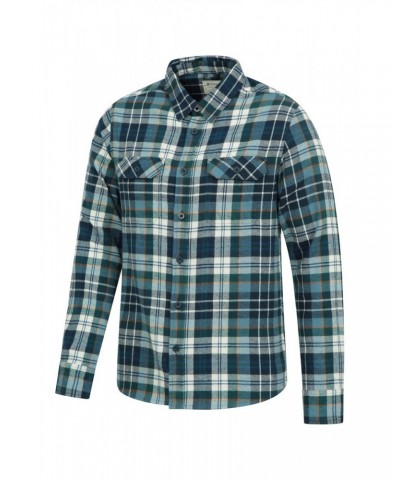 Trace Mens Flannel Long Sleeve Shirt Corn Blue $16.82 Tops