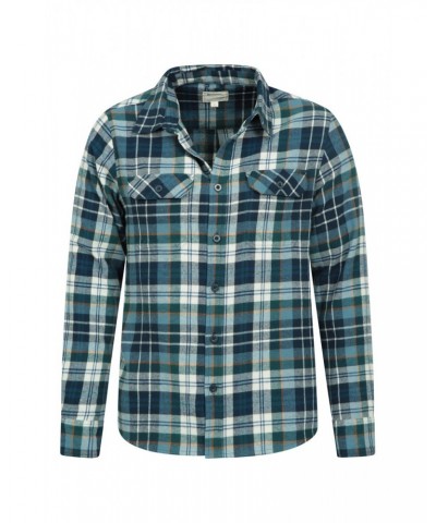 Trace Mens Flannel Long Sleeve Shirt Corn Blue $16.82 Tops