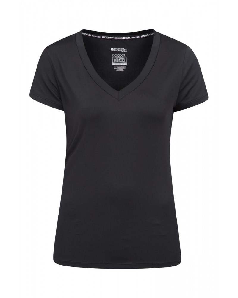 Vitality Womens V-Neck Tee Black $15.92 Tops