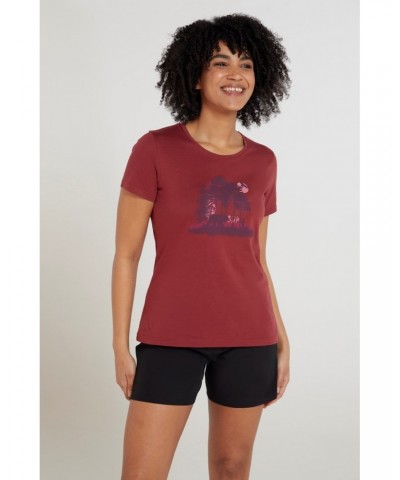 Forest Animals Womens Organic T-Shirt Rust $13.74 Tops