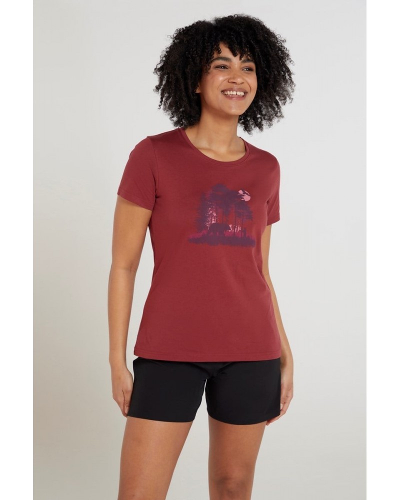 Forest Animals Womens Organic T-Shirt Rust $13.74 Tops