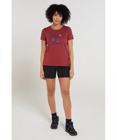 Forest Animals Womens Organic T-Shirt Rust $13.74 Tops