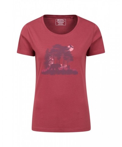 Forest Animals Womens Organic T-Shirt Rust $13.74 Tops