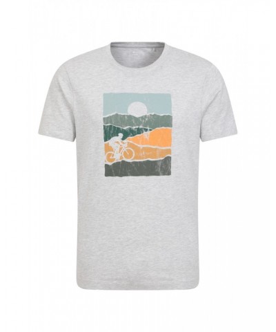 Bike Organic Cotton Mens T-Shirt Light Grey $14.30 Tops