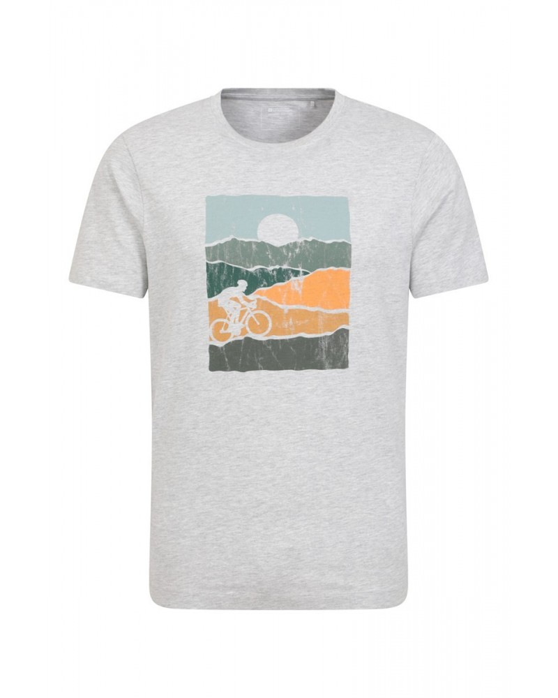 Bike Organic Cotton Mens T-Shirt Light Grey $14.30 Tops