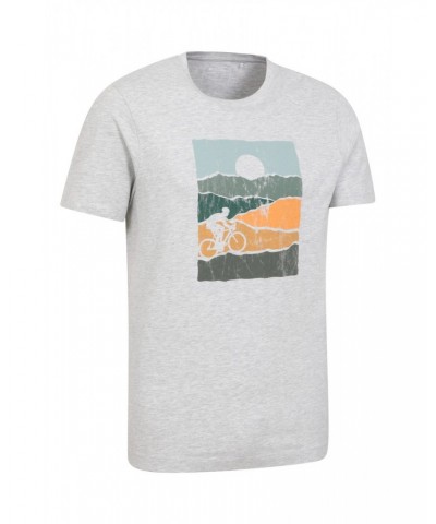 Bike Organic Cotton Mens T-Shirt Light Grey $14.30 Tops