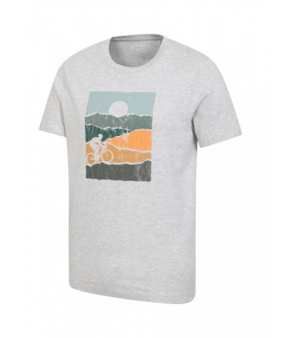 Bike Organic Cotton Mens T-Shirt Light Grey $14.30 Tops