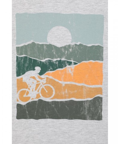 Bike Organic Cotton Mens T-Shirt Light Grey $14.30 Tops