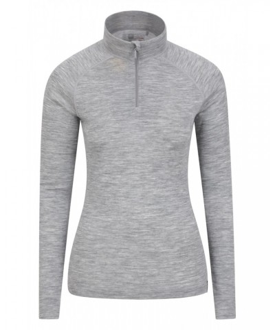 Merino Womens Zip-Neck Thermal Top II Light Grey $21.59 Thermals