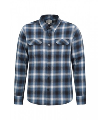 Trace Mens Flannel Long Sleeve Shirt Bright Blue $17.81 Tops