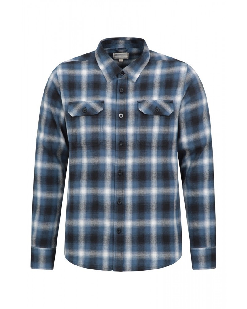 Trace Mens Flannel Long Sleeve Shirt Bright Blue $17.81 Tops