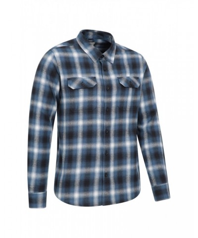 Trace Mens Flannel Long Sleeve Shirt Bright Blue $17.81 Tops