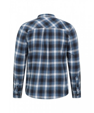 Trace Mens Flannel Long Sleeve Shirt Bright Blue $17.81 Tops