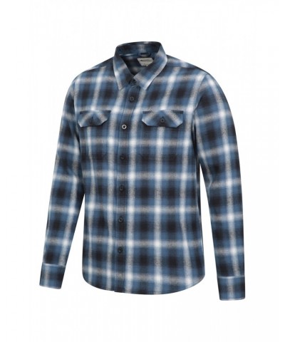 Trace Mens Flannel Long Sleeve Shirt Bright Blue $17.81 Tops