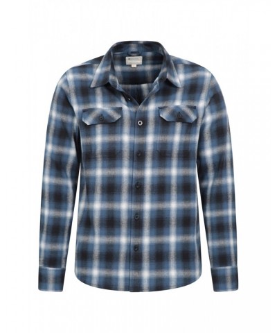 Trace Mens Flannel Long Sleeve Shirt Bright Blue $17.81 Tops