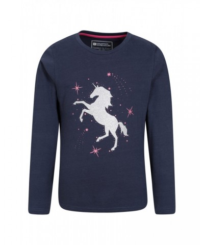 Glitter Unicorn Kids Organic Top Navy $11.19 Tops