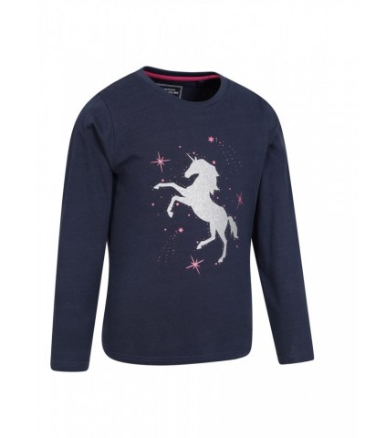 Glitter Unicorn Kids Organic Top Navy $11.19 Tops