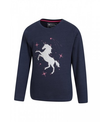 Glitter Unicorn Kids Organic Top Navy $11.19 Tops