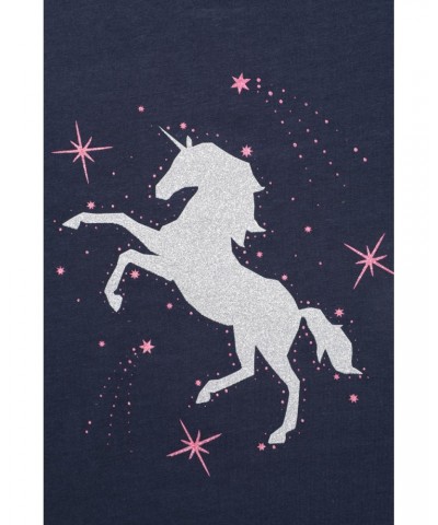 Glitter Unicorn Kids Organic Top Navy $11.19 Tops