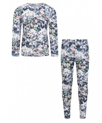 Talus Printed Kids Base Layer-Top & Pants Set Monochrome $16.79 Active