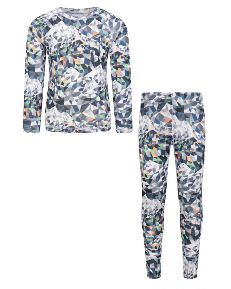 Talus Printed Kids Base Layer-Top & Pants Set Monochrome $16.79 Active