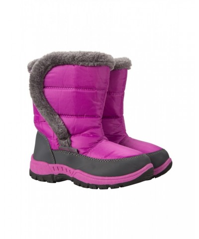 Caribou Kids Faux Fur Trim Adaptive Snow Boots Purple $22.39 Footwear