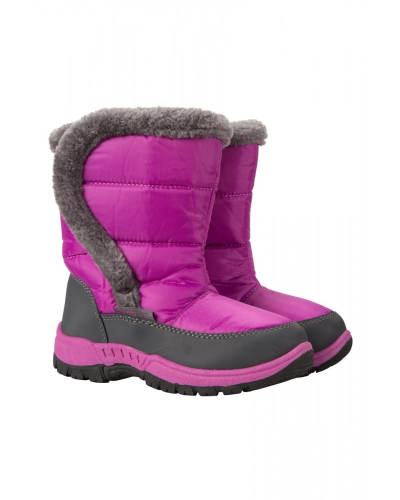 Caribou Kids Faux Fur Trim Adaptive Snow Boots Purple $22.39 Footwear