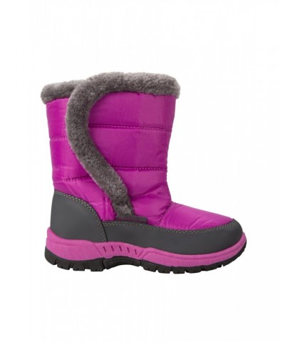 Caribou Kids Faux Fur Trim Adaptive Snow Boots Purple $22.39 Footwear