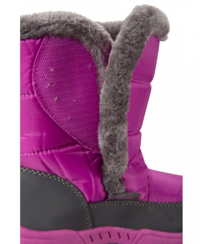 Caribou Kids Faux Fur Trim Adaptive Snow Boots Purple $22.39 Footwear