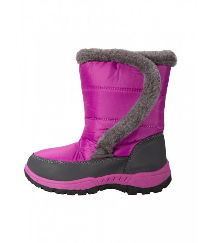 Caribou Kids Faux Fur Trim Adaptive Snow Boots Purple $22.39 Footwear