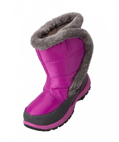 Caribou Kids Faux Fur Trim Adaptive Snow Boots Purple $22.39 Footwear