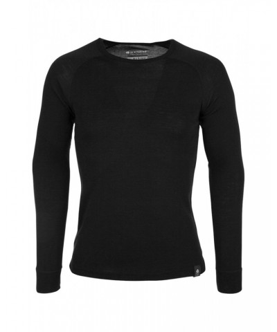 Merino Mens Long Sleeved Round Neck Top Unboxed Black $14.80 Thermals