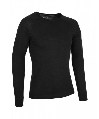 Merino Mens Long Sleeved Round Neck Top Unboxed Black $14.80 Thermals