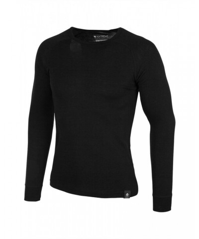 Merino Mens Long Sleeved Round Neck Top Unboxed Black $14.80 Thermals