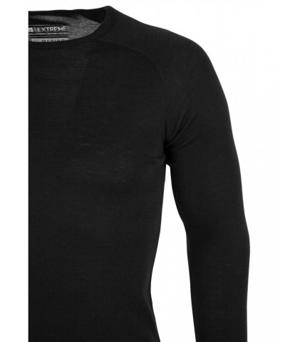 Merino Mens Long Sleeved Round Neck Top Unboxed Black $14.80 Thermals