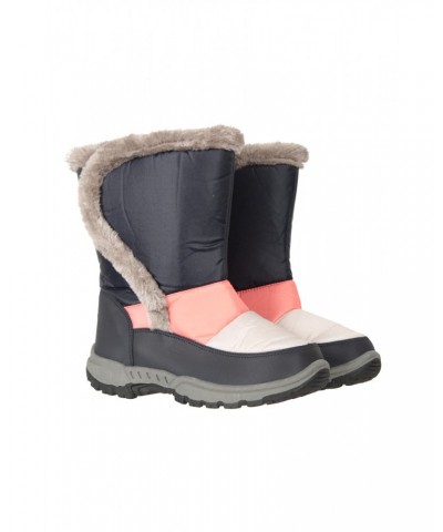 Caribou Kids Faux Fur Trim Adaptive Snow Boots Dark Blue $22.79 Footwear