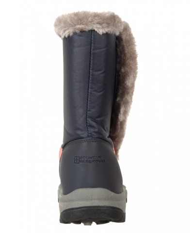 Caribou Kids Faux Fur Trim Adaptive Snow Boots Dark Blue $22.79 Footwear