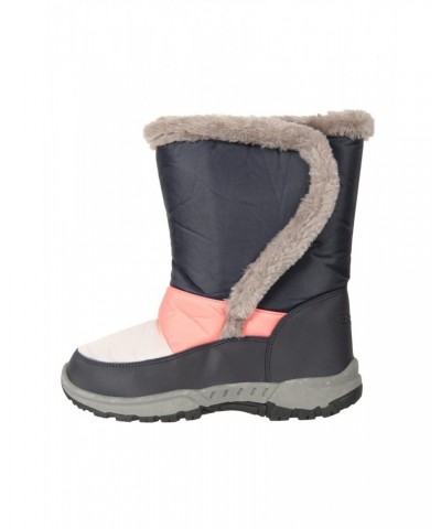 Caribou Kids Faux Fur Trim Adaptive Snow Boots Dark Blue $22.79 Footwear