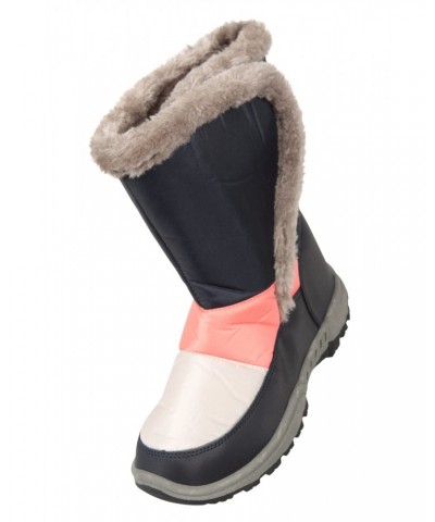 Caribou Kids Faux Fur Trim Adaptive Snow Boots Dark Blue $22.79 Footwear