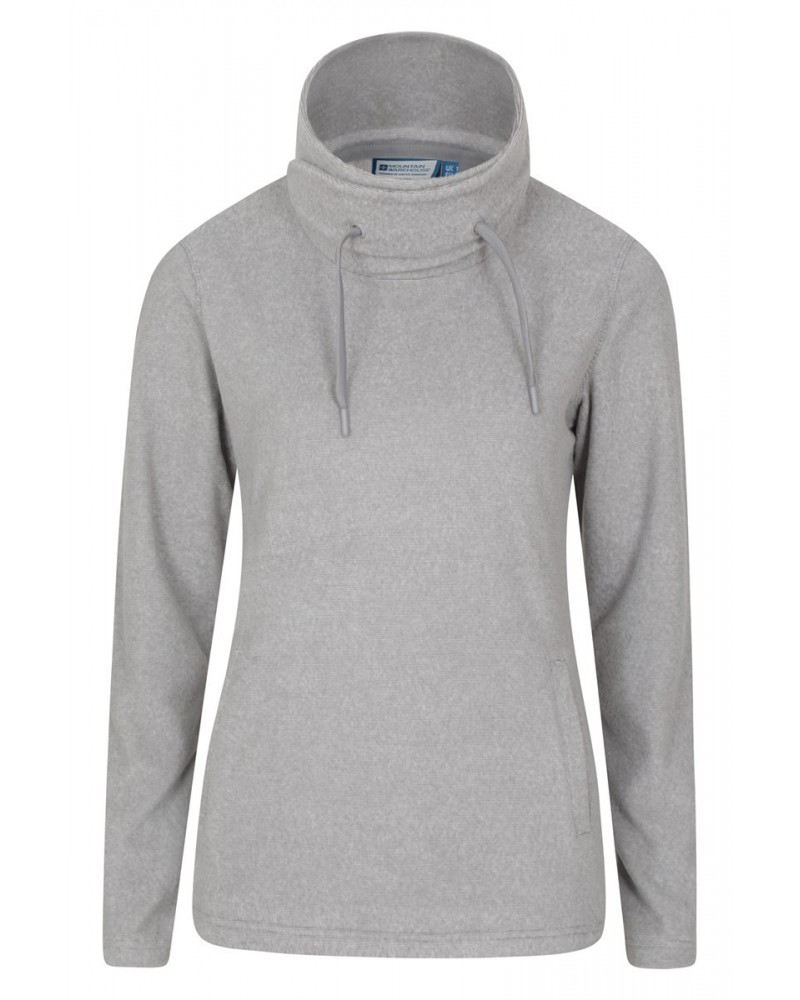 Hebridean Womens Cowl Neck Sweatshirt Light Grey $18.86 Fleece