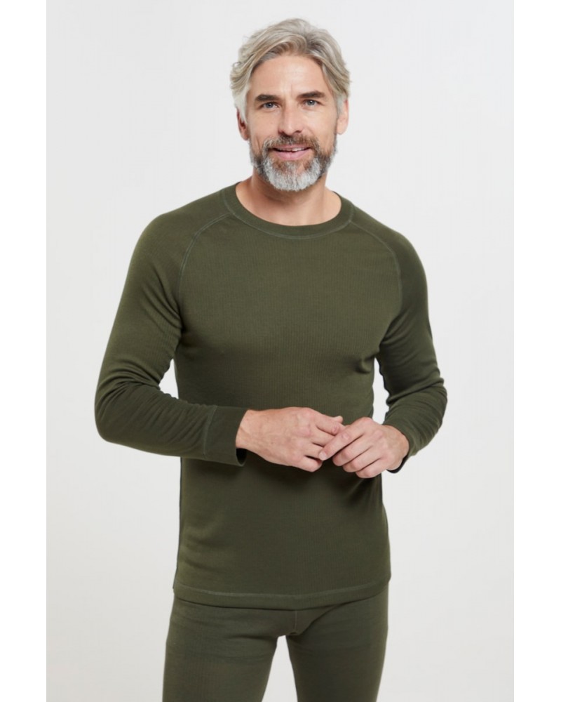 Talus Mens Long Sleeved Round Neck Top Khaki $13.79 Thermals