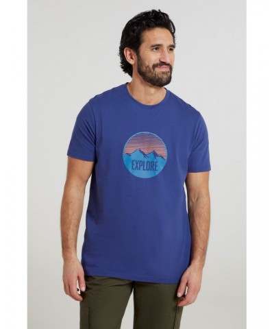 Explore Mountain Organic Mens T-Shirt Blue $12.97 Tops