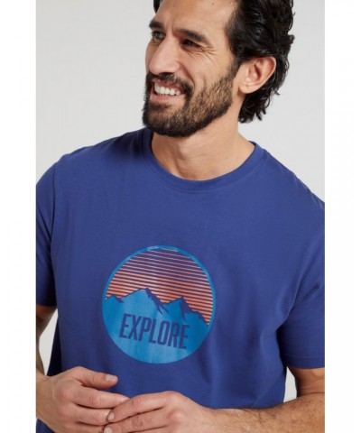 Explore Mountain Organic Mens T-Shirt Blue $12.97 Tops