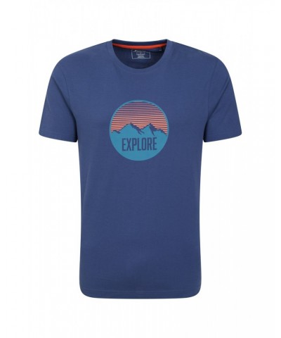 Explore Mountain Organic Mens T-Shirt Blue $12.97 Tops