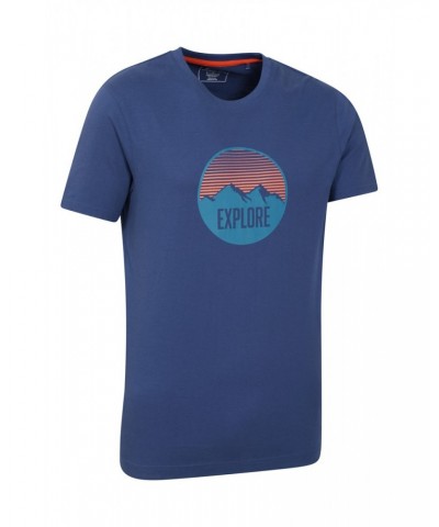 Explore Mountain Organic Mens T-Shirt Blue $12.97 Tops